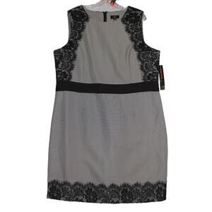 ILF New York Womens Size 18 Black Stripe Lace-Trim‎ Sleeveless Dress NWT